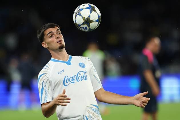 Miguel Gutierrez of SSC Napoli prior to the UEFA Champions League 2025 2026 football match between SSC Napoli and Sporting CP at Diego Armando Maradona stadium in Naples (Italy), October 01st, 2025. cesarexpurini