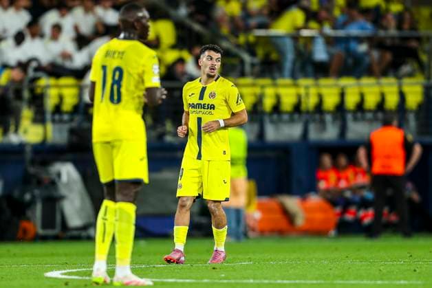 October 1, 2025, Vilarreal, Castellon, SPAIN: Georges Mikautadze of Villarreal CF celebrates a goal during the UEFA Champions League, semifinals, football match played between Villarreal CF and Juventus de Turin at the Ceramica Stadium on October 1, 2025, in Castellon, Spain. Vilarreal SPAIN - ZUMAa181 20251001_zaa_a181_039 Copyright: xIvanxTerronx