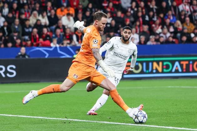 Fussball, UEFA Champions League Saison 2025 2026 Ligaphase - 2. Spieltag Bayer 04 Leverkusen - PSV Eindhoven 01.10.2025, BayArena Mark Flekken (Bayer 04 Leverkusen, 1) Leverkusen BayArena Nordrhein-Westfalen Deutschland