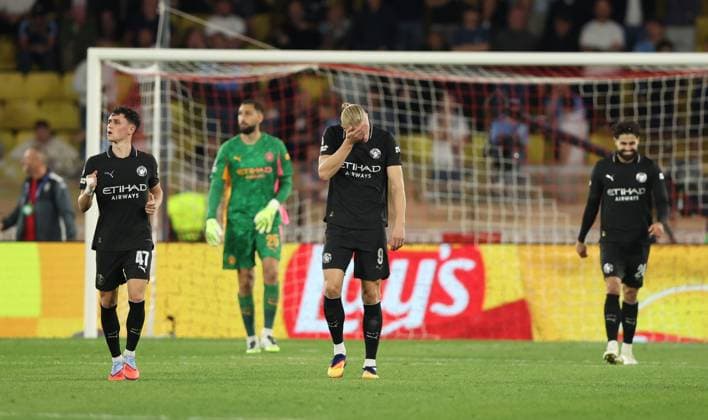 Erling Haaland of Manchester City shows a look of dejection after Eric Dier of Monaco scores a goal to make the score 2-2 Monaco v Manchester City, UEFA Champions League, Group Stage, Football, Stade Louis II, Monaco - 01 Oct 2025Monaco Stade Louis II Monaco EDITORIAL USE ONLY No use with unauthorised audio, video, data, fixture lists, club league logos or live services. Online in-match use limited to 120 images, no video emulation. No use in betting, games or single club league player publications. Copyright: xKieranxMcManus Shutterstockx 15504051bp