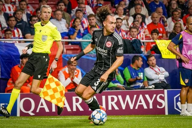 UEFA Champions League 2025 26, 2. Spieltag - Atletico Madrid vs Eintracht Frankfurt - Riyadh Air Metropolitano (Madrid, Spanien): Arthur Theate (Eintracht Frankfurt, 3) Copyright: xJOERANxSTEINSIEKx