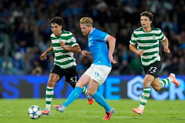 Kevin De Bruyne (SSC Napoli) in action, UEFA Champions League 2025 26 League Phase MD2, SSC Napoli v Sporting Clube de Portugal, Diego Armando Maradona Stadium, October 1, 2025, Naples, Italy.