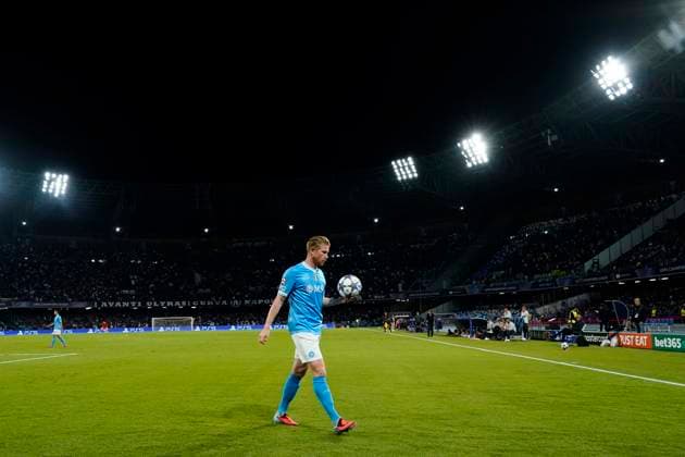 Kevin De Bruyne (SSC Napoli) looks on, UEFA Champions League 2025 26 League Phase MD2, SSC Napoli v Sporting Clube de Portugal, Diego Armando Maradona Stadium, October 1, 2025, Naples, Italy.