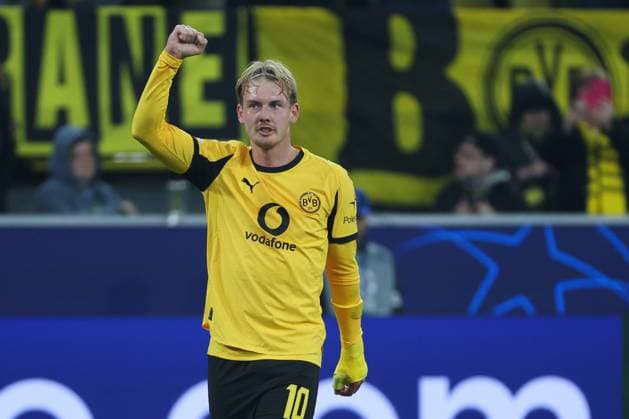 UEFA Champions League - Borussia Dortmund - Athletic Bilbao am 01.10.2025 im Signal Iduna Park in Dortmund Jubel, Torjubel, Torschuetze, Torschütze Julian Brandt (Dortmund 10) jubelt nach seinem Tor zum 4 zu 1