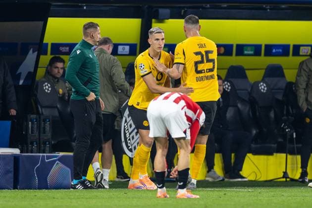 01.10.2025, UEFA Champions League, 2. Spieltag, Borussia Dortmund - Athletic Club Bilbao, v. l. Nico Schlotterbeck (Borussia Dortmund), Niklas Süle (Borussia Dortmund), Dortmund Signal Iduna Park NRW Deutschland xRHR-FOTO DEx Copyright: DennisxEwert RHR-FOTOx RHR-FOTO DE