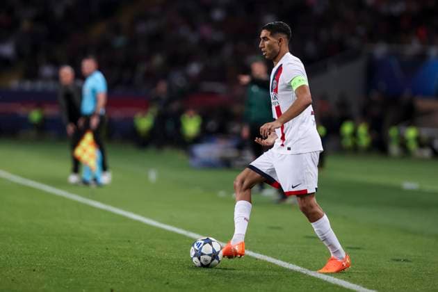 October 1, 2025, Barcelona, Barcelona, SPAIN: Achraf Hakimi of Paris Saint-Germain FC in action during the UEFA Champions League 2025 26 League Phase MD2, match between FC Barcelona, Barca and Paris Saint-Germain at Estadi Olimpic Lluis Companys on October 01, 2025 in Barcelona, Spain. Barcelona SPAIN - ZUMAa181 20251001_zaa_a181_091 Copyright: xJavierxBorregox