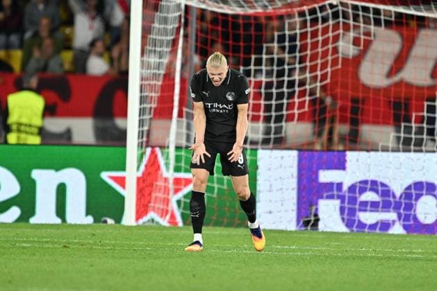 Monaco v Manchester City - UEFA Champions League MONACO, MONACO - OCTOBER 01: Erling Haaland of Manchester City reacts during the UEFA Champions League week 2 match between Monaco and Manchester City at Stade Louis II in Monaco, Monaco on October 01, 2025. Mustafa Yalcin Anadolu Monaco Monaco. Editorial use only. Please get in touch for any other usage.  Copyright: x2025xAnadoluxMustafaxYalcinx
