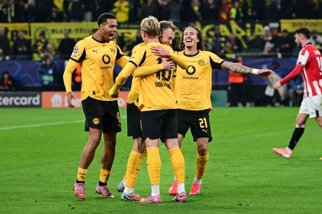Torjubel zum 4:1 durch Julian Brandt 10 (Borussia Dortmund), Borussia Dortmund vs. Athletic Club de Bilbao , Fussball, Champions League, Gruppenphase, Matchday 2, 01.10.2025 Dortmund Nordrhein-Westfalen Deutschland