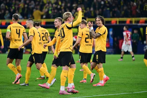 Torjubel zum 4:1 durch Julian Brandt 10 (Borussia Dortmund), Borussia Dortmund vs. Athletic Club de Bilbao , Fussball, Champions League, Gruppenphase, Matchday 2, 01.10.2025 Dortmund Nordrhein-Westfalen Deutschland
