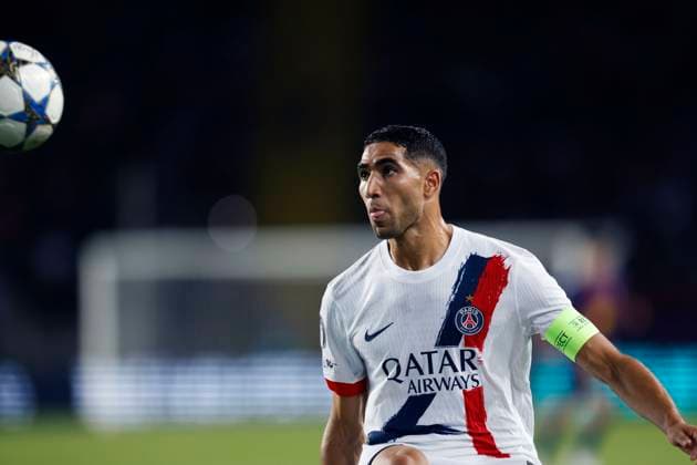 Achraf Hakimi (PSG), OCTOBER 1, 2025 - Football Soccer : UEFA Champions League match between FC Barcelona, Barca 1-2 Paris Saint-Germain at the Estadi Olimpic Lluis Companys in Barcelona, Spain.  aflo_305530392