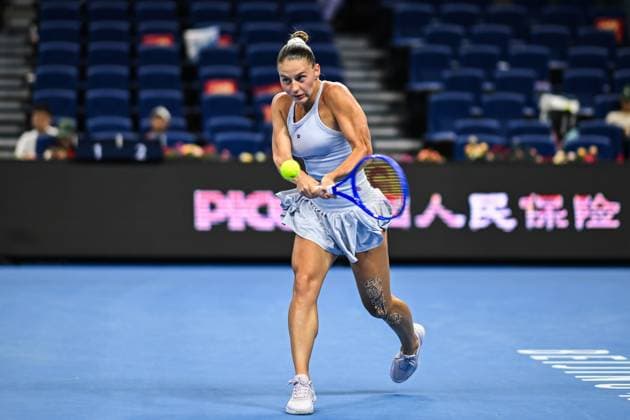 BEIJING, CHINA - OCTOBER 01: Marta Kostyuk of Ukraine competes in the Women s Singles Round of 16 match against Jessica Pegula of the United States on day 10 of the 2025 China Open at the National Tennis Center on October 1, 2025 in Beijing, China.  Copyright: xVCGx 111594467489