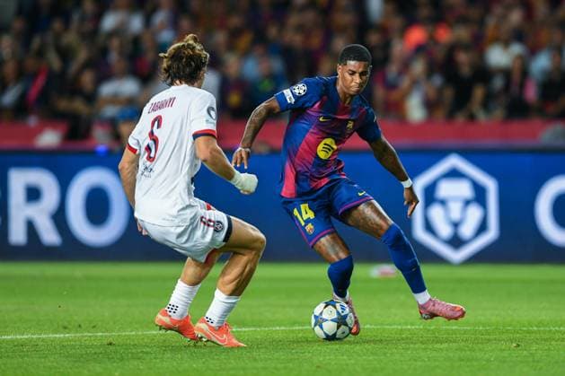 FC Barcelona, Barca v PARIS SAINT-GERMAIN OLIMPIC STADIUM LLUIS COMPANYS. MONTJUIC,BARCELONA. October 1,2025 FC BARCELONA vs PARIS SAINT-GERMAIN October 1,2025 Marcus Rashford (14) of FC Barcelona dribbles (06) Illia Zabarnyi of PSG during the soccer match corresponding to the second match of the group stage of the UEFA Champions League between FC Barcelona and Paris Saint-Germain at Olimpic Stadium Lluis Companys of MontjuÃ¯c in Barcelona, Spain. Barcelona ESP Copyright: xS.xRosx