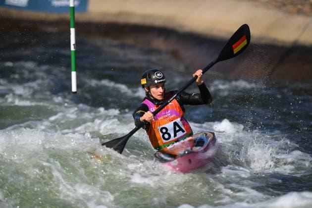 ICF Slalom WC25 Kayak Group Women in Penrith, Australia - 01 Oct 2025 Ricarda Funk of Germany seen in action during Women s team finals of 2025 World ICF Slalom Championship. Penrith Australia Copyright: xAlexanderxBogatyrevx xSOPAxImagesx DSC_5391