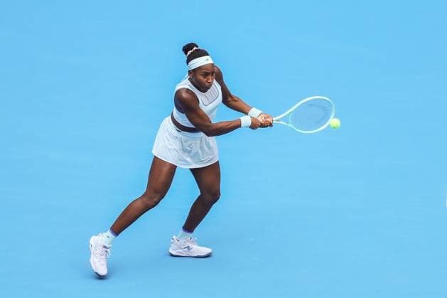 BEIJING, CHINA - OCTOBER 02: Coco Gauff of the United States competes in the Women s Singles Quarterfinal match against Eva Lys of Germany on day 11 of the 2025 China Open at the National Tennis Center on October 2, 2025 in Beijing, China.  Copyright: xVCGx 111594609772