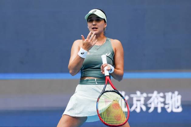 BEIJING, CHINA - OCTOBER 02: Eva Lys of Germany reacts in the Women s Singles Quarterfinal match against Coco Gauff of the United States on day 11 of the 2025 China Open at the National Tennis Center on October 2, 2025 in Beijing, China.  Copyright: xVCGx 111594608735