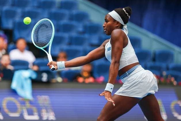 BEIJING, CHINA - OCTOBER 02: Coco Gauff of the United States competes in the Women s Singles Quarterfinal match against Eva Lys of Germany on day 11 of the 2025 China Open at the National Tennis Center on October 2, 2025 in Beijing, China.  Copyright: xVCGx 111594608699