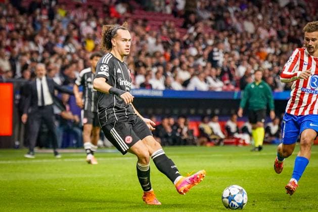 UEFA Champions League 2025 26, 2. Spieltag - Atletico Madrid vs Eintracht Frankfurt - Riyadh Air Metropolitano (Madrid, Spanien): Arthur Theate (Eintracht Frankfurt, 3) Copyright: xJOERANxSTEINSIEKx