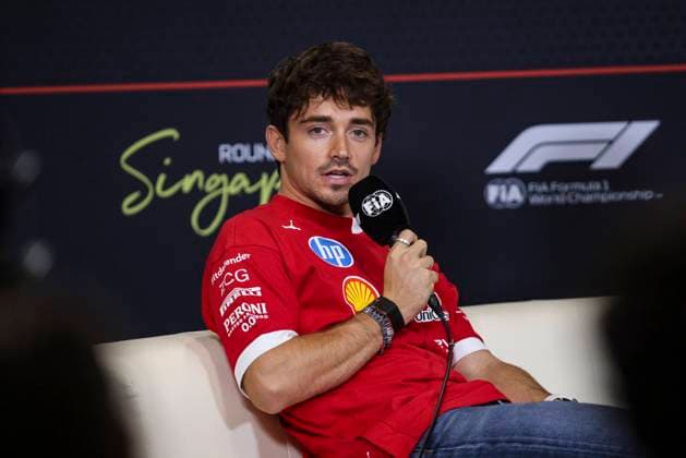 F1 - SINGAPORE GRAND PRIX 2025 LECLERC Charles (mco), Scuderia Ferrari SF-25, portrait press conference, PK, Pressekonferenz during the 2025 Formula 1 Singapore Grand Prix, 18th round of the 2025 FIA Formula One World Championship, WM, Weltmeisterschaft from October 3 to 5, 2025 on the Marina Bay Street Circuit, in Singapore - SingaporeSingapore  Copyright: xXavixBonillax