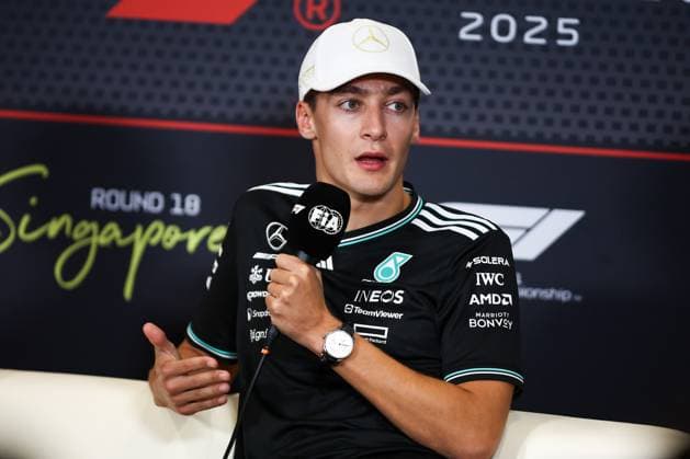 F1 - SINGAPORE GRAND PRIX 2025 RUSSELL George (gbr), Mercedes AMG F1 Team W16, portrait press conference, PK, Pressekonferenz during the 2025 Formula 1 Singapore Grand Prix, 18th round of the 2025 FIA Formula One World Championship, WM, Weltmeisterschaft from October 3 to 5, 2025 on the Marina Bay Street Circuit, in Singapore - SingaporeSingapore  Copyright: xEricxAlonsox