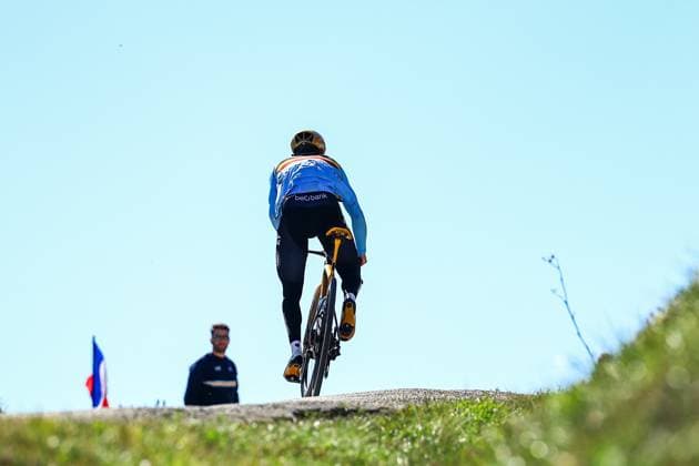 Belgian Remco Evenepoel pictured in action during a training session on the track of the UEC road European cycling championships, on Thursday 02 October 2025 in Loriol-sur-Drome, France. The European cycling championships Drome-Ardeche takes place from 1 to 5 October, France. DAVIDxPINTENS  x135914841x