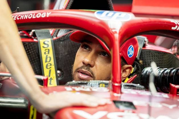 Marina Bay Street Circuit, Singapore, Singapore. 2.October.2025; Lewis Hamilton of Great Britain and Scuderia Ferrari during Formula One Singapore Grand Prix  aflo_305636282