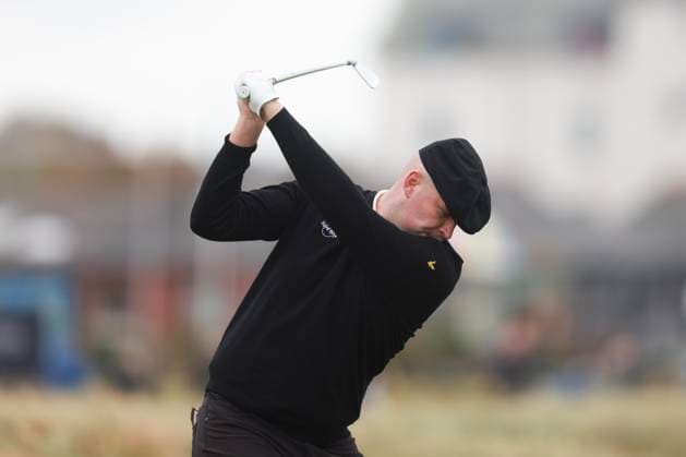 2nd October 2025; The Carnoustie Golf Links, Carnoustie, Angus, Scotland; Alfred Dunhill Links Golf Championship, Round One; Harry Hall of England plays a shot from the fairway on the eighteenth hole of Carnoustie Championship golf course during the first round of the Alfred Dunhill Links Championship  DavidxYoung