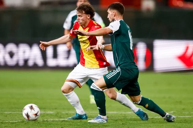 ATHENS , 02-10-2025 , Olympic Athletic Center of Athens Spyros Louis , season 2025 2026 , UEFA Europa League League phase . match between Panathinaikos and Go Ahead Eagles, Picture shows GA Eagles player Jakob Breum Panathinaikos - Go Ahead Eagles  x31323016x Copyright: