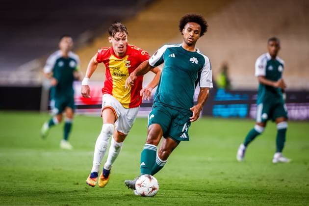 ATHENS , 02-10-2025 , Olympic Athletic Center of Athens Spyros Louis , season 2025 2026 , UEFA Europa League League phase . match between Panathinaikos and Go Ahead Eagles, Picture shows Panathinaikos player Erik Ross Palmer Brown Panathinaikos - Go Ahead Eagles  x31323226x Copyright: