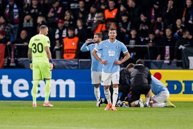 251002 Colin Rösler of Malmö FF looks dejected during the UEFA Europa League football match between Viktoria Plzen and Malmö FF on October 2, 2025 in Plzen. Photo: Petter Arvidson BILDBYRAN kod PA PA1092 fotboll football soccer fotball uefa europa league europa league viktoria plzen malmö ff bbeng bbauto depp Copyright: PETTERxARVIDSON BB251002PA093