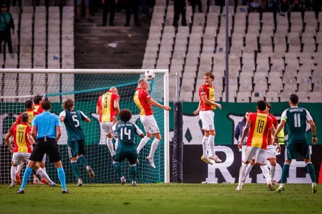 ATHENS , 02-10-2025 , Olympic Athletic Center of Athens Spyros Louis , season 2025 2026 , UEFA Europa League League phase . match between Panathinaikos and Go Ahead Eagles, Picture shows GA Eagles player Joris Kramer Panathinaikos - Go Ahead Eagles  x31323315x Copyright: