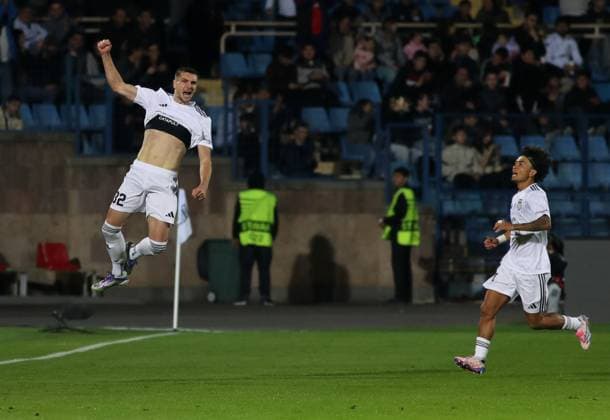 FC Noah v HNK Rijeka - UEFA Conference League 2025 26 League Phase MD1 Nardin Mulahusejnovic and Takuto Oshima OF FC Noah celebratea after Nardin Mulahusejnovic scores a goal for 1:0 during the UEFA Conference League 2025 26 League Phase MD1 match between FC Noah and HNK Rijeka at Republican Stadium after Vazgen Sargsyan Stadium in Yerevan, Armenia on October 02, 2025.  HrachxKhachatryan PIXSELL