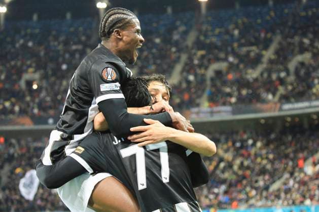 October 2, 2025, UEFA EUROPA LEAGUE, League phase, Matchday 2, FCSB vs Young Boys, Bucharest, National Arena Stadium 77 Joel Monteiro scores his side second goal and celebrates with team mates