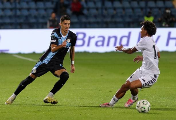 FC Noah v HNK Rijeka - UEFA Conference League 2025 26 League Phase MD1 Niko Jankovic; of HNK Rijeka and Takuto Oshima of FC Noah during the UEFA Conference League 2025 26 League Phase MD1 match between FC Noah and HNK Rijeka at Republican Stadium after Vazgen Sargsyan Stadium in Yerevan, Armenia on October 02, 2025.  HrachxKhachatryan PIXSELL