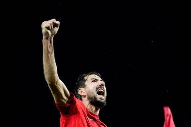 251002 Fredrik Pallesen Knudsen of Brann celebrates after 1-0 during the UEFA Europa League football match between Brann and Utrecht on October 2, 2025 in Bergen. Photo: Vegard Grott BILDBYRAN kod VG VG0816 bbeng fotboll football soccer fotball uefa europa league europa league skb brann utrechtbbauto jubel Copyright: VEGARDxGRoTT BB251002VG016