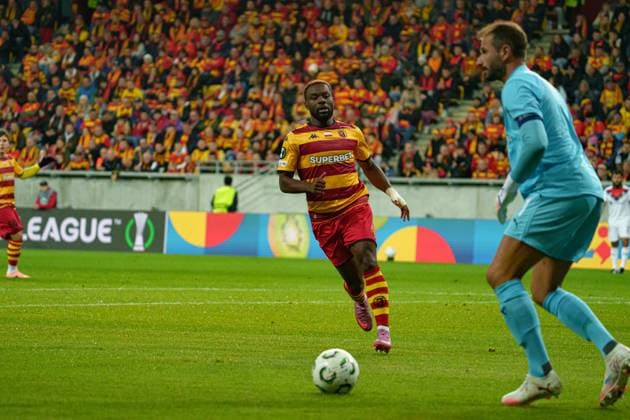 Afimico Pululu seen during UEFA Conference League game between Jagiellonia Bialystok and Hamrun Spartans FC (Lukasz Germaniuk Ball Raw Images) Bialystok Municipal Stadium Poland Copyright: xLukaszxGermaniukx lukaszgermaniuk_jagiellonia_hamrun_2526-03