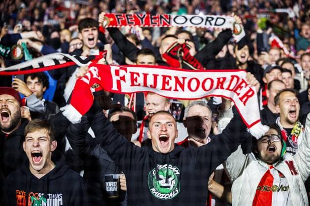 ROTTERDAM - Feyenoord supporters for the Europa League match between Feyenoord and Aston Villa at Feyenoord Stadium de Kuip on October 2, 2025, in Rotterdam, Netherlands. ANP BAS CZERWINSKI Europa League 2025-2026 xVIxANPxSportx xxANPxIVx 538159803 originalFilename: 538159803.jpg