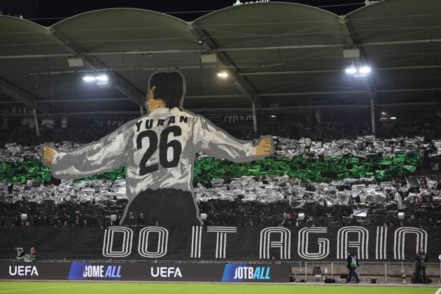 SOCCER - UEFA EL, Sturm vs Glasgow GRAZ,AUSTRIA,02.OCT.25 - SOCCER - UEFA Europa League, SK Sturm Graz vs Glasgow Rangers FC. Image shows fans (Sturm) with a choreography.  GEPAxpictures xChrisxBauer