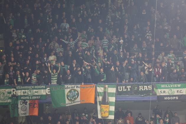 UEFA Europa Conference League Group Phase, Stadion Letna, Prague, Czech Republic 2 10 2025 Sparta Praha vs Shamrock Rovers A view of Rovers fans A view of Rovers fans 2 10 2025  Copyright: x INPHO RyanxByrnex RB1_4493