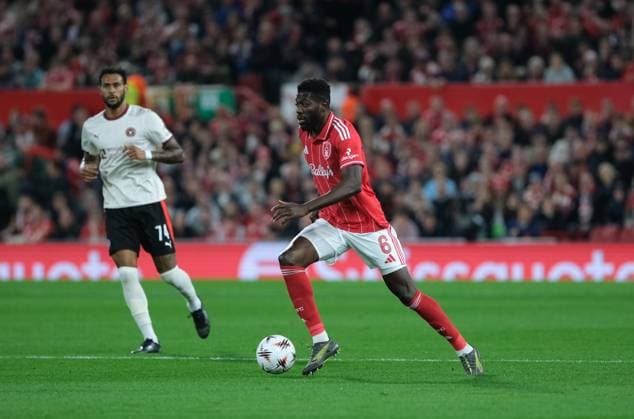 Ibrahim Sangare of Nottingham Forest seen in action during the UEFA Europa league football match between Nottingham Forest and FC Midtjylland at City Ground in Nottingham. Copyright: xPaulxBonser SportsxPressxPhotox Sportspressphoto_SPR36615
