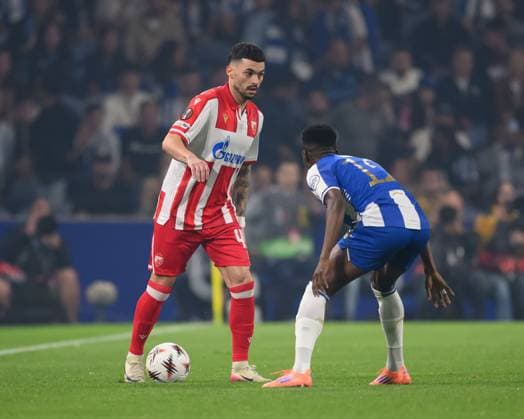 October 2, 2025, Porto, Porto, Portugal: MIRKO IVANIC from Red Star Belgrade FK seen on action during the UEFA Europe League 2025 26 match between FC Porto and Red Star Belgrade FK on October 02, 2025 at EstoÂ¡dio do Dragao, Porto, Portugal Porto Portugal - ZUMAl192 20251002_zsp_l192_021 Copyright: xMiguelxLemosx
