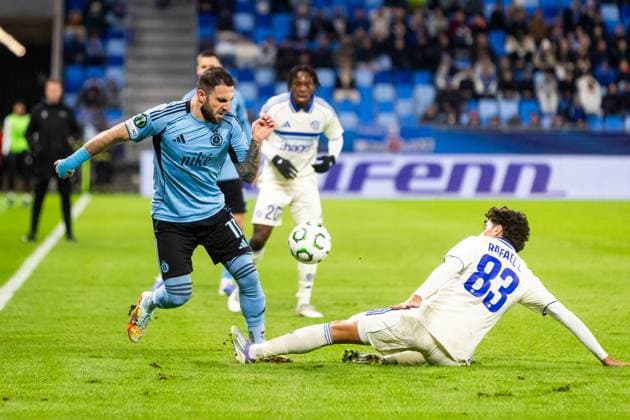 SLOVAN BRATISLAVA - STRASBOURG Tigran Barseghyan of Slovan and Rafael Luis of Strasbourg during league phase of UEFA Conference league football match between SK Slovan Bratislava and RC Strasbourg Alsace. Bratislava, Slovakia, October 02, 2025. Copyright: xx _BRR8042