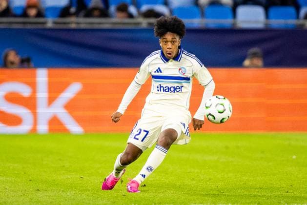 SLOVAN BRATISLAVA - STRASBOURG Samuel Amo Ameyaw of Strasbourg during league phase of UEFA Conference league football match between SK Slovan Bratislava and RC Strasbourg Alsace. Bratislava, Slovakia, October 02, 2025. Copyright: xx 080A1434