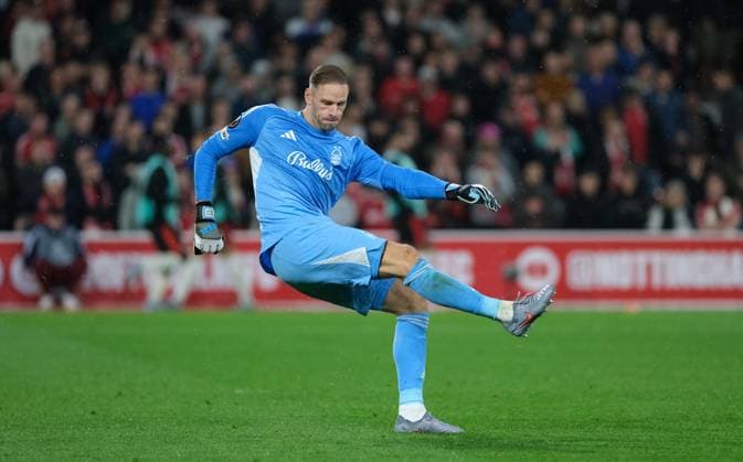Matz Sels of Nottingham Forest seen in action during the UEFA Europa league football match between Nottingham Forest and FC Midtjylland at City Ground in Nottingham. Copyright: xPaulxBonser SportsxPressxPhotox Sportspressphoto_SPR36706
