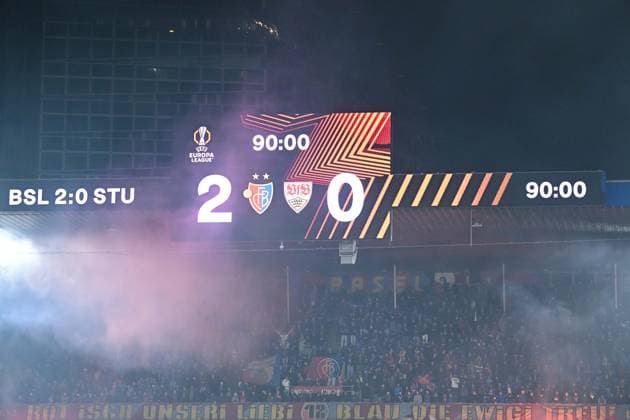 Scoreboard during the UEFA Europa League 2025 26 League Phase MD2 match between FC Basel 1893 and VfB Stuttgart at St. Jakob-Park on October 2, 2025 in Basel, Switzerland. (Photo by Harry Langer DeFodi Images) Scoreboard during the UEFA Europa League 2025 26 League Phase MD2 match between FC Basel 1893 and VfB Stuttgart at St Jakob Park on October 2, 2025 in Basel, Switzerland Photo by Harry Langer DeFodi Images