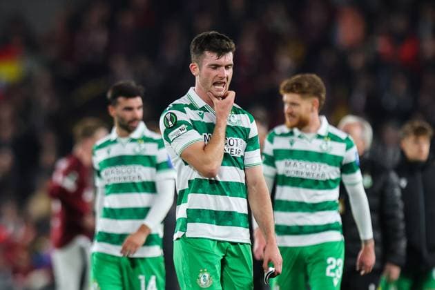 UEFA Europa Conference League Group Phase, Stadion Letna, Prague, Czech Republic 2 10 2025 Sparta Praha vs Shamrock Rovers Rovers Josh Honohan dejected after the match Josh Honohan dejected after the match 2 10 2025  Copyright: x INPHO RyanxByrnex RB1_8998