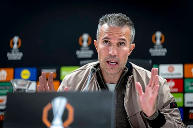 SC Feyenoord Rotterdam trainer Robin van Persie during te press conference, PK, Pressekonferenz after the match SC Feyenoord Rotterdam vs Aston Villa FC at the Stadium De Kuip for the Europa League - League phase - Matchday 2 season 2025-2026 in ROTTERDAM, Netherlands on 2 oktober 2025, (photo by Marcel van Dorst EYE4images DeFodi Images) SC Feyenoord Rotterdam trainer Robin van Persie during te press conference after the match SC Feyenoord Rotterdam vs Aston Villa FC at the Stadium De Kuip for the Europa League League phase Matchday 2 season 2025 2026 in ROTTERDAM, Netherlands on 2 oktober 2025, photo by Marcel van Dorst EYE4images DeFodi Images
