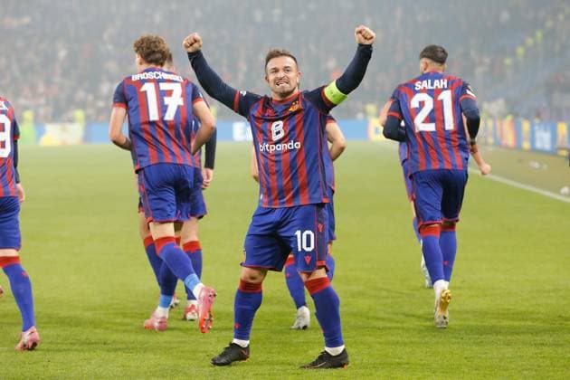 FC Basel - VfB Stuttgart Torjubel Xherdan Shaqiri (FC Basel) 02.10.2025 St.Jakob Park Basel, SCHWEIZ, Saison 2025 2026 Herren Fussball Europa League FC Basel - VfB Stuttgart Torjubel Xherdan Shaqiri (FC Basel)