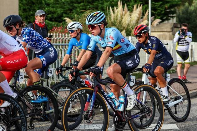 Belgium Emma Siegers pictured in action during the 85,7 km Women U23 Road Race at the UEC road European cycling championships, France on Friday 03 October 2025. The European cycling championships Drome-Ardeche takes place from 1 to 5 October, France. DAVIDxPINTENS  x135963042x