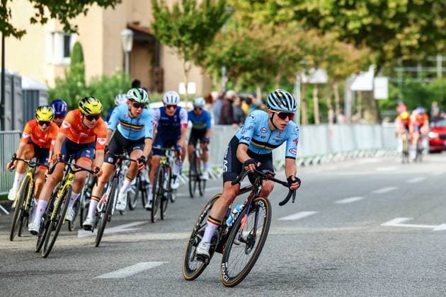 Belgium Emma Siegers pictured in action during the 85,7 km Women U23 Road Race at the UEC road European cycling championships, France on Friday 03 October 2025. The European cycling championships Drome-Ardeche takes place from 1 to 5 October, France. DAVIDxPINTENS  x135965310x