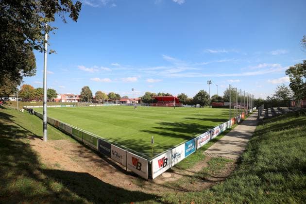 03.10.2025, xjcx, Herren, Fussball, Saison 2025 2026, Regionalliga Bayern, 12. Spieltag: TSV Aubstadt - SV Viktoria Aschaffenburg Blick in die NGN-Arena Aubstadt, Symbolbild Sulzfeld Schulstadion Aubstadt Bayern Deutschland
